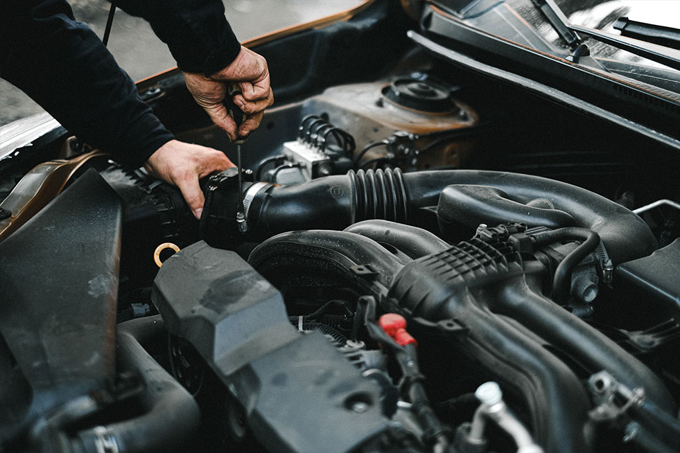 car engine being repaired